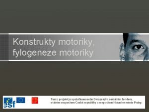 Konstrukty motoriky fylogeneze motoriky Tento projekt je spolufinancovn