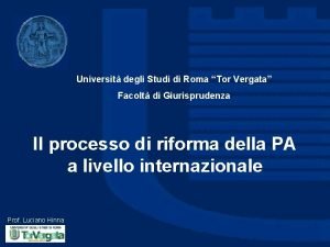 Universit degli Studi di Roma Tor Vergata Facolt