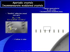 Aperiodic crystals Incommensurate modulated crystals Satellite reflections around