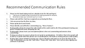 Recommended Communication Rules 1 2 3 4 5