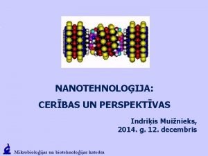 NANOTEHNOLOIJA CERBAS UN PERSPEKTVAS Indriis Muinieks 2014 g