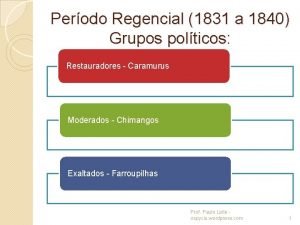 Perodo Regencial 1831 a 1840 Grupos polticos Restauradores