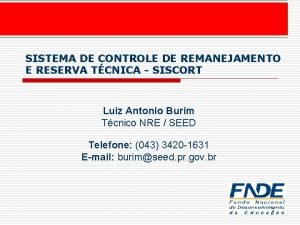 SISTEMA DE CONTROLE DE REMANEJAMENTO E RESERVA TCNICA