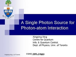 A Single Photon Source for Photonatom Interaction Xingxing