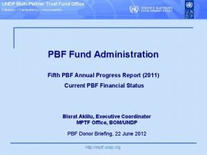 UNDP MultiPartner Trust Fund Office Efficiency Transparency Accountability