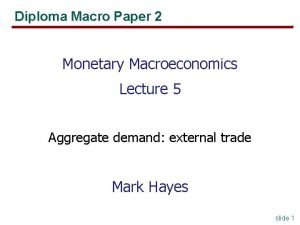 Diploma Macro Paper 2 Monetary Macroeconomics Lecture 5