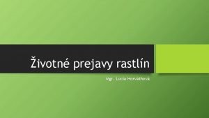 ivotn prejavy rastln Mgr Lucia Horvthov Uri ktor