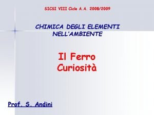 SICSI VIII Ciclo A A 20082009 CHIMICA DEGLI