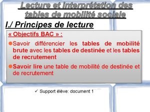 Lire une table de mobilité