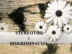 STEREOTIPI i DISKRIMINACIJA Prof Dr Zorica Mrevi Zamenica