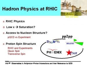 Hadron Physics at RHIC M Grosse Perdekamp UIUC