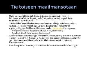 Tie toiseen maailmansotaan