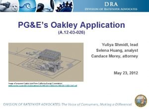 PGEs Oakley Application A 12 03 026 Yuliya