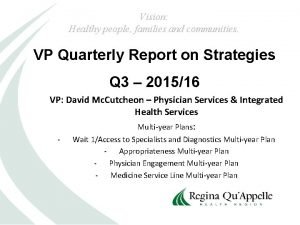 Vision Healthy people families and communities VP Quarterly