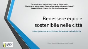 Dati e indicatori statistici per il governo del