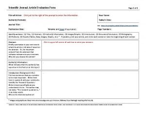 Article evaluation form