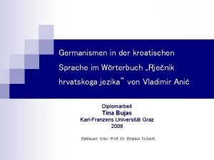 Germanismen in der kroatischen Sprache im Wrterbuch Rjenik