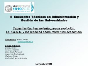 II Encuentro Tcnicos en Administracin y Gestin de