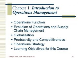 Operations management transformation process