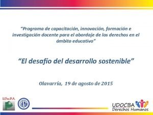 Programa de capacitacin innovacin formacin e investigacin docente