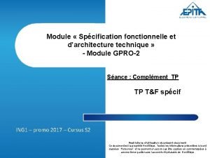 Module Spcification fonctionnelle et darchitecture technique Module GPRO2