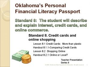 Oklahomas Personal Financial Literacy Passport Standard 8 Credit