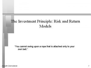 Risk return principle