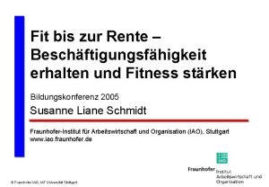 Fit bis zur Rente Beschftigungsfhigkeit erhalten und Fitness