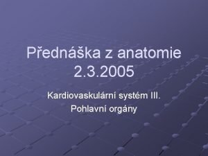 Pednka z anatomie 2 3 2005 Kardiovaskulrn systm