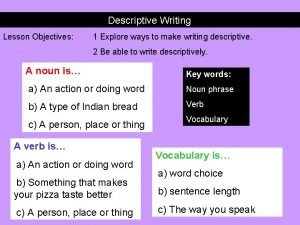 Descriptive writing objectives