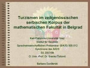 Turzismen im zeitgenssischen serbischen Korpus der mathematischen Fakultt