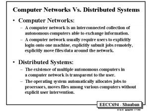 Distributed systems vs computer networks