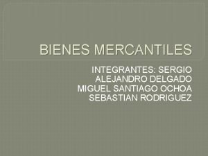 BIENES MERCANTILES INTEGRANTES SERGIO ALEJANDRO DELGADO MIGUEL SANTIAGO