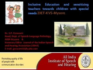 Inclusive Education and sensitizing teachers towards children with