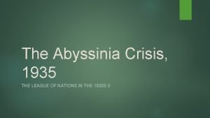 Abyssinian crisis league of nations