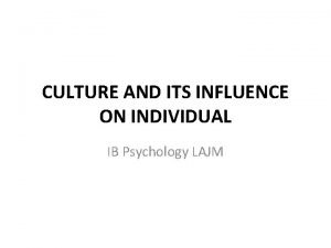 Effect of culture on cognition ib psychology