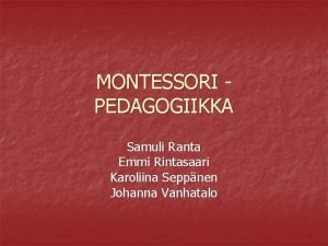 Montessori kritiikki