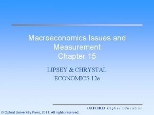 Macroeconomics Issues and Measurement Chapter 15 LIPSEY CHRYSTAL