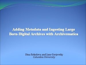 Adding Metadata and Ingesting Large BornDigital Archives with