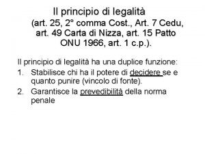 Art. 25 costituzione e principio di legalità