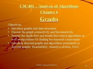 CSC 401 Analysis of Algorithms Chapter 6 Graphs