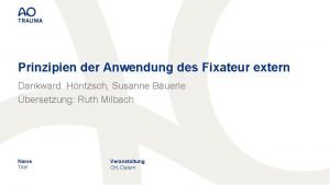 Prinzipien der Anwendung des Fixateur extern Dankward Hntzsch