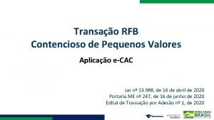 Transao RFB Contencioso de Pequenos Valores Aplicao eCAC