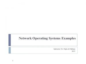 Network Operating Systems Examples Instructor Dr Najla AlNabhan
