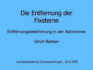 Entfernungsbestimmung astronomie