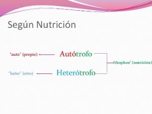 Segn Nutricin auto propio Auttrofo thophos nutricin heter