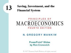 Saving investment and the financial system