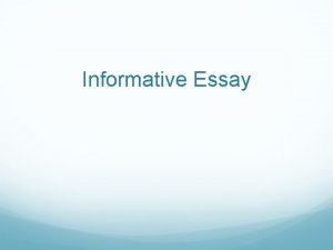 Expository essay vs informative