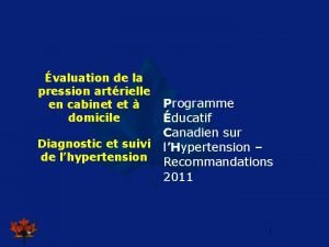 2009 valuation de la pression artrielle Programme en