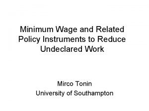 Minimum Wage and Related Policy Instruments to Reduce